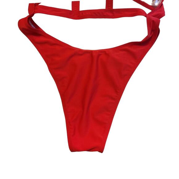 RED Monokini Size S/M Sexy One Piece Swimsuit Strappy Bathing Suit Beach - Picture 11 of 13